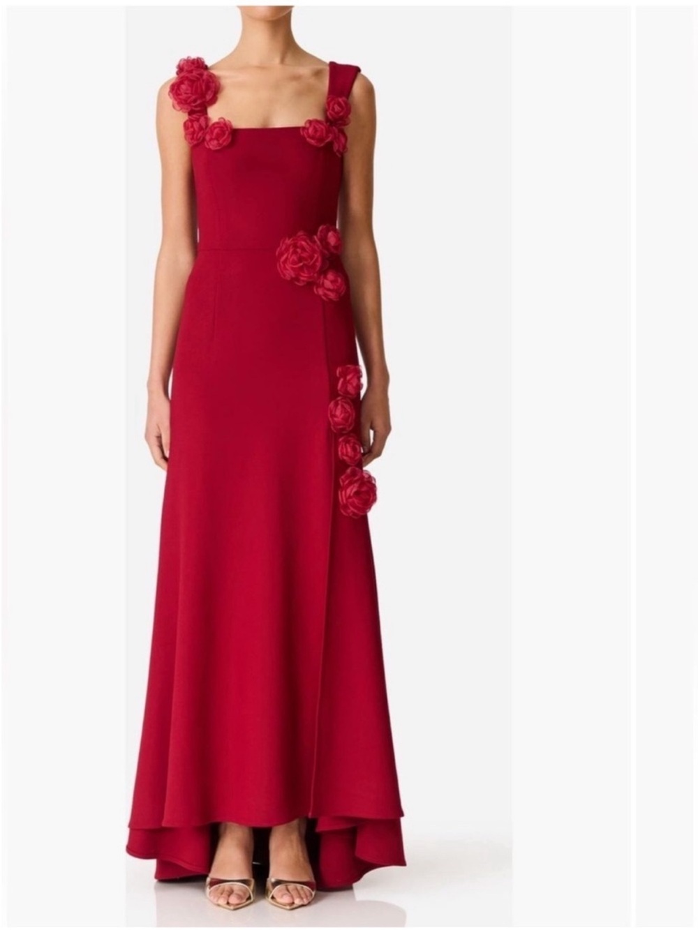 NWT ELLIATT Evanora High-Low 3D floral rosette Gown sz S